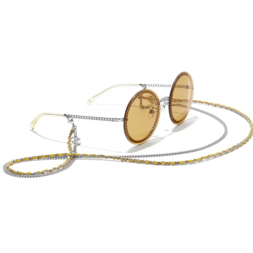 Chanel - Round Sunglasses - Silver Yellow - Chanel Eyewear - Avvenice