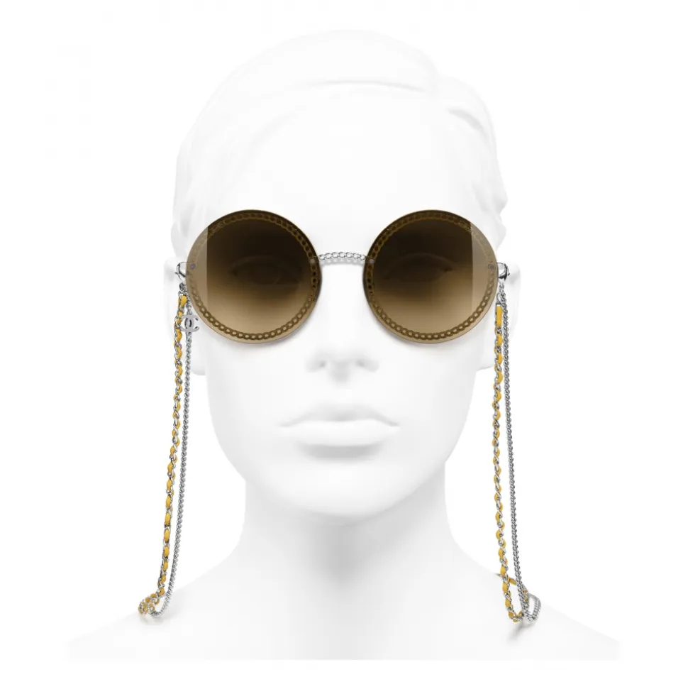 Chanel - Round Sunglasses - Silver Yellow - Chanel Eyewear - Avvenice