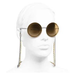 Chanel - Round Sunglasses - Silver Yellow - Chanel Eyewear - Avvenice
