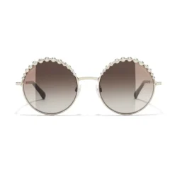 Chanel - Round Sunglasses - Gold Light Brown - Chanel Eyewear - Avvenice