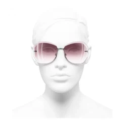 Chanel - Round Sunglasses - Silver Pink - Chanel Eyewear - Avvenice