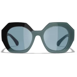 Chanel - Round Sunglasses - Black Green Blue - Chanel Eyewear - Avvenice