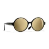 Chanel - Round Sunglasses - Black Gold Glitter - Chanel Eyewear - Avvenice