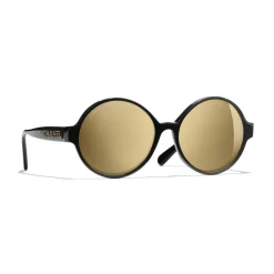 Chanel - Round Sunglasses - Black Gold Glitter - Chanel Eyewear - Avvenice