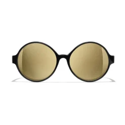 Chanel - Round Sunglasses - Black Gold Glitter - Chanel Eyewear - Avvenice