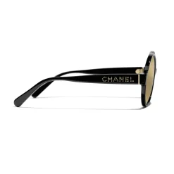 Chanel - Round Sunglasses - Black Gold Glitter - Chanel Eyewear - Avvenice