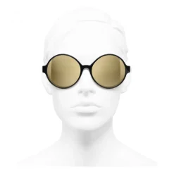 Chanel - Round Sunglasses - Black Gold Glitter - Chanel Eyewear - Avvenice