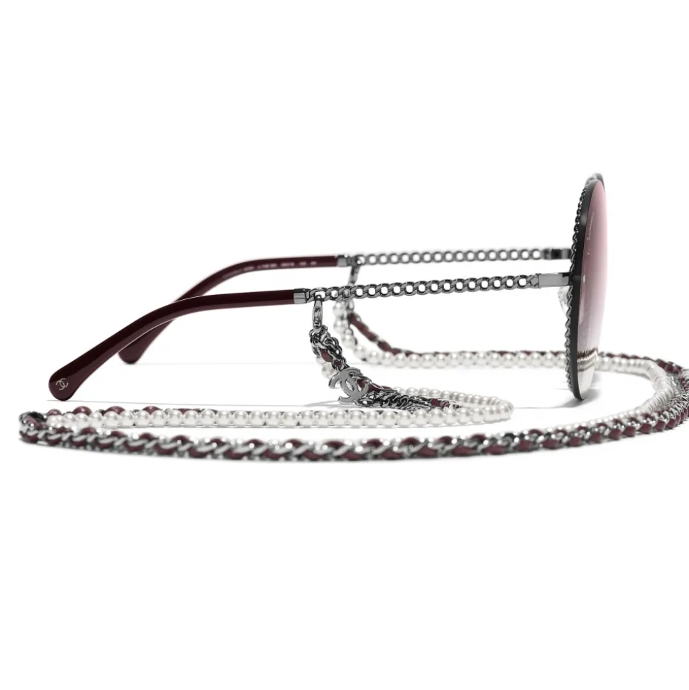 Chanel - Round Sunglasses - Dark Silver Pink Gradient- Chanel Eyewear - Avvenice