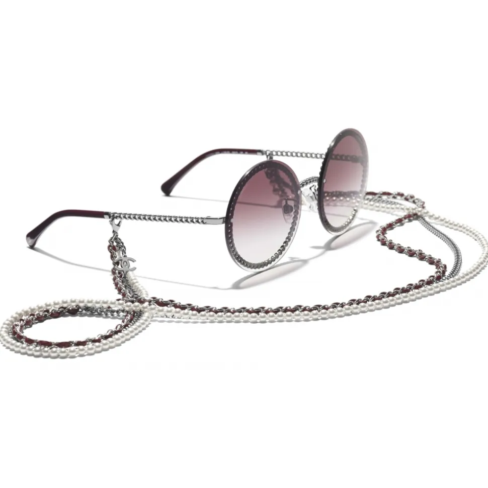 Chanel - Round Sunglasses - Dark Silver Pink Gradient- Chanel Eyewear - Avvenice