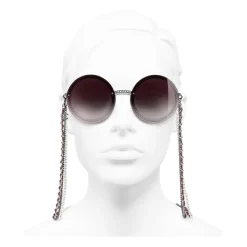 Chanel - Round Sunglasses - Dark Silver Pink Gradient- Chanel Eyewear - Avvenice