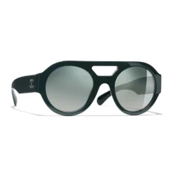 Chanel - Round Sunglasses - Dark Green Mirror - Chanel Eyewear - Avvenice