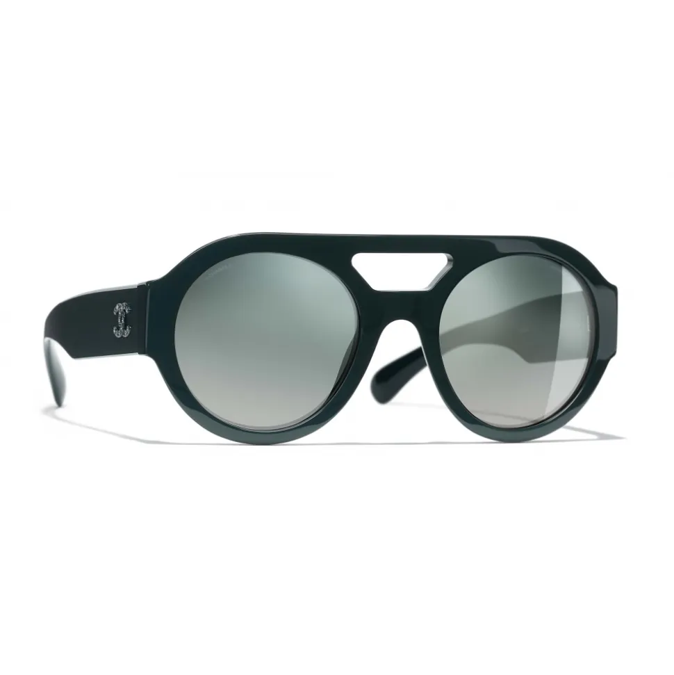 Chanel - Round Sunglasses - Dark Green Mirror - Chanel Eyewear - Avvenice