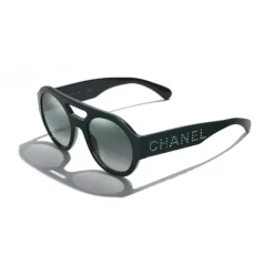 Chanel - Round Sunglasses - Dark Green Mirror - Chanel Eyewear - Avvenice
