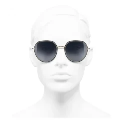 Chanel - Round Sunglasses - Gold Black Gray - Chanel Eyewear - Avvenice