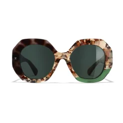 Chanel - Round Sunglasses - Dark Tortoise Green - Chanel Eyewear - Avvenice