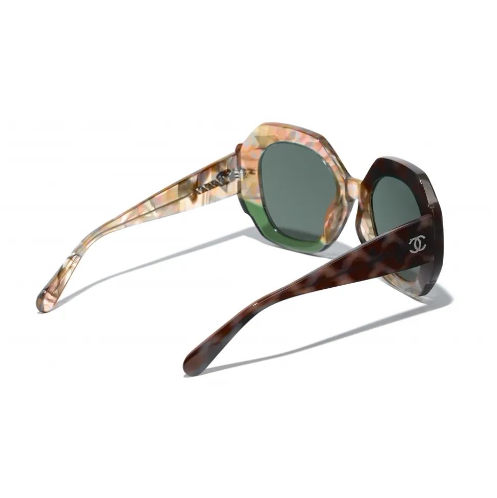 Chanel - Round Sunglasses - Dark Tortoise Green - Chanel Eyewear - Avvenice