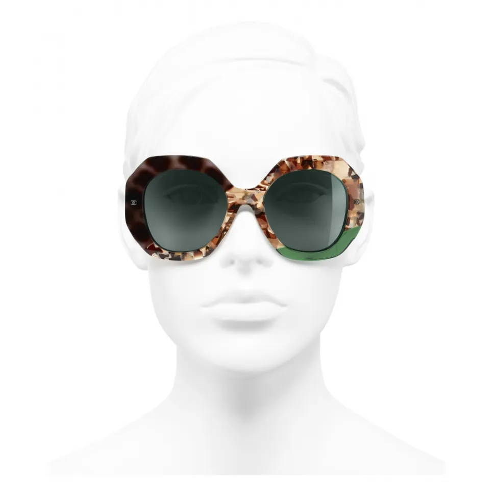 Chanel - Round Sunglasses - Dark Tortoise Green - Chanel Eyewear - Avvenice