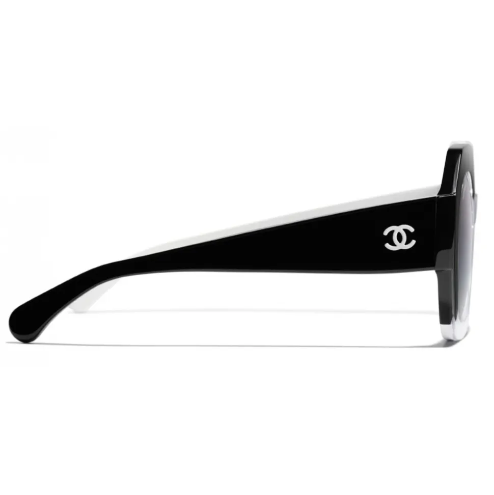 Chanel - Round Sunglasses - Black White Gray - Chanel Eyewear - Avvenice