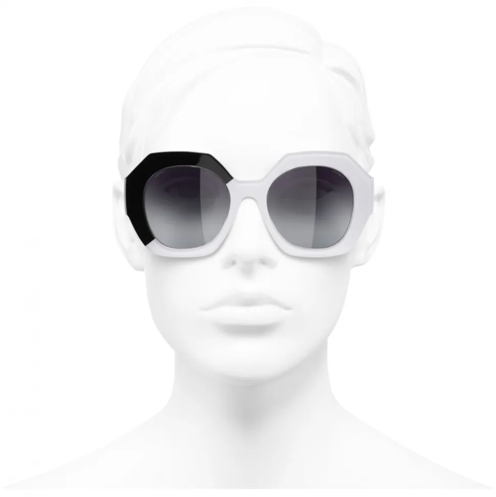 Chanel - Round Sunglasses - Black White Gray - Chanel Eyewear - Avvenice