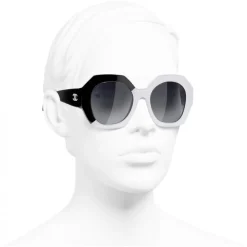 Chanel - Round Sunglasses - Black White Gray - Chanel Eyewear - Avvenice