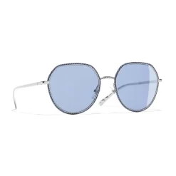 Chanel - Round Sunglasses - Silver Blue - Chanel Eyewear - Avvenice