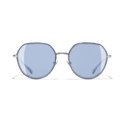 Chanel - Round Sunglasses - Silver Blue - Chanel Eyewear - Avvenice