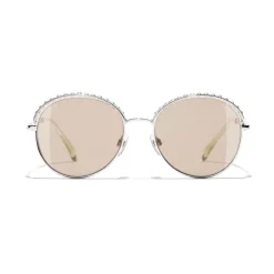 Chanel - Round Sunglasses - Silver Beige - Chanel Eyewear - Avvenice