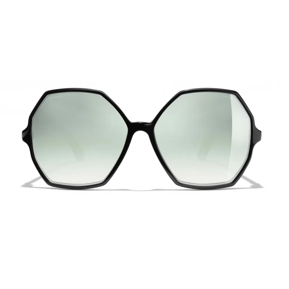 Chanel - Round Sunglasses - Black Green Mirror - Chanel Eyewear - Avvenice