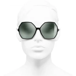 Chanel - Round Sunglasses - Black Green Mirror - Chanel Eyewear - Avvenice