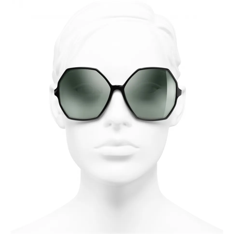 Chanel - Round Sunglasses - Black Green Mirror - Chanel Eyewear - Avvenice