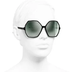 Chanel - Round Sunglasses - Black Green Mirror - Chanel Eyewear - Avvenice