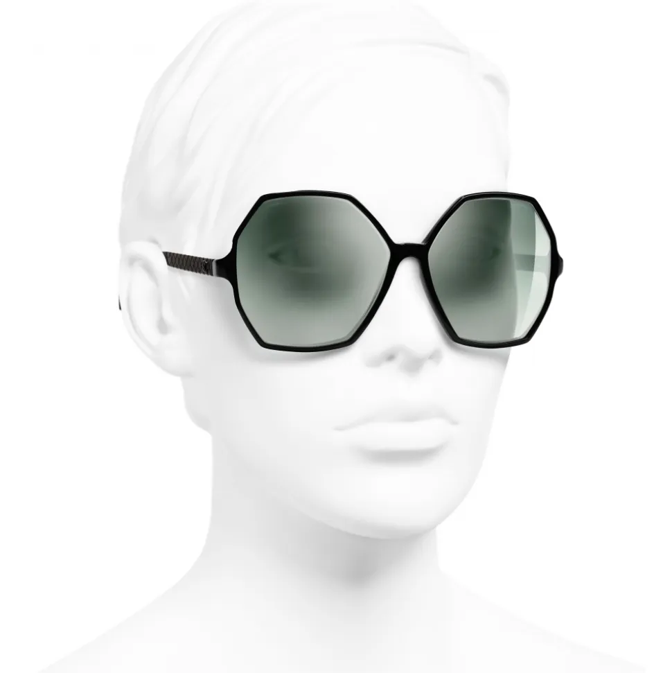 Chanel - Round Sunglasses - Black Green Mirror - Chanel Eyewear - Avvenice