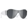 Chanel - Shield Sunglasses - White Gray - Chanel Eyewear - Avvenice