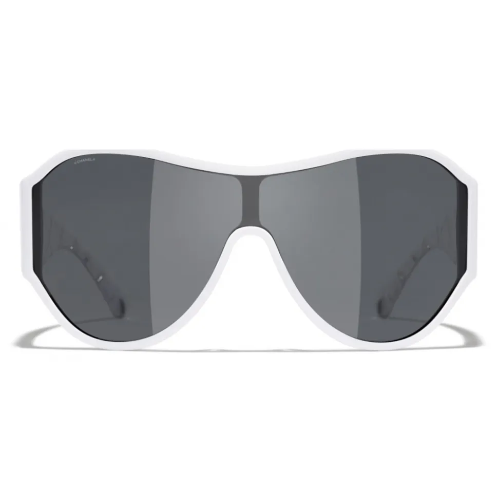 Chanel - Shield Sunglasses - White Gray - Chanel Eyewear - Avvenice