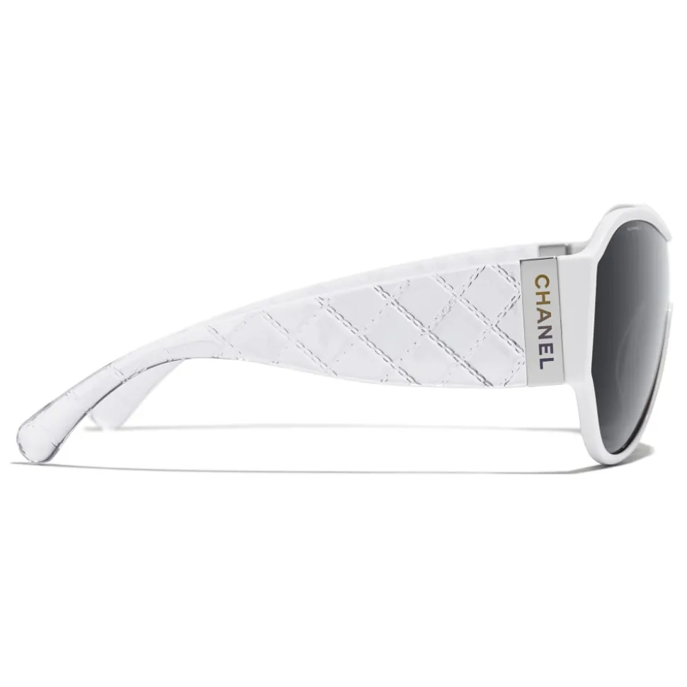 Chanel - Shield Sunglasses - White Gray - Chanel Eyewear - Avvenice