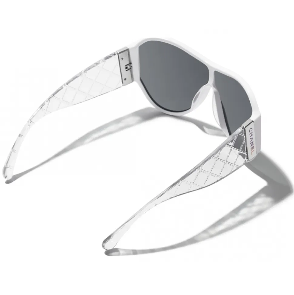 Chanel - Shield Sunglasses - White Gray - Chanel Eyewear - Avvenice