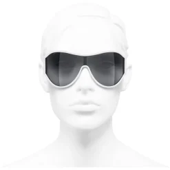 Chanel - Shield Sunglasses - White Gray - Chanel Eyewear - Avvenice