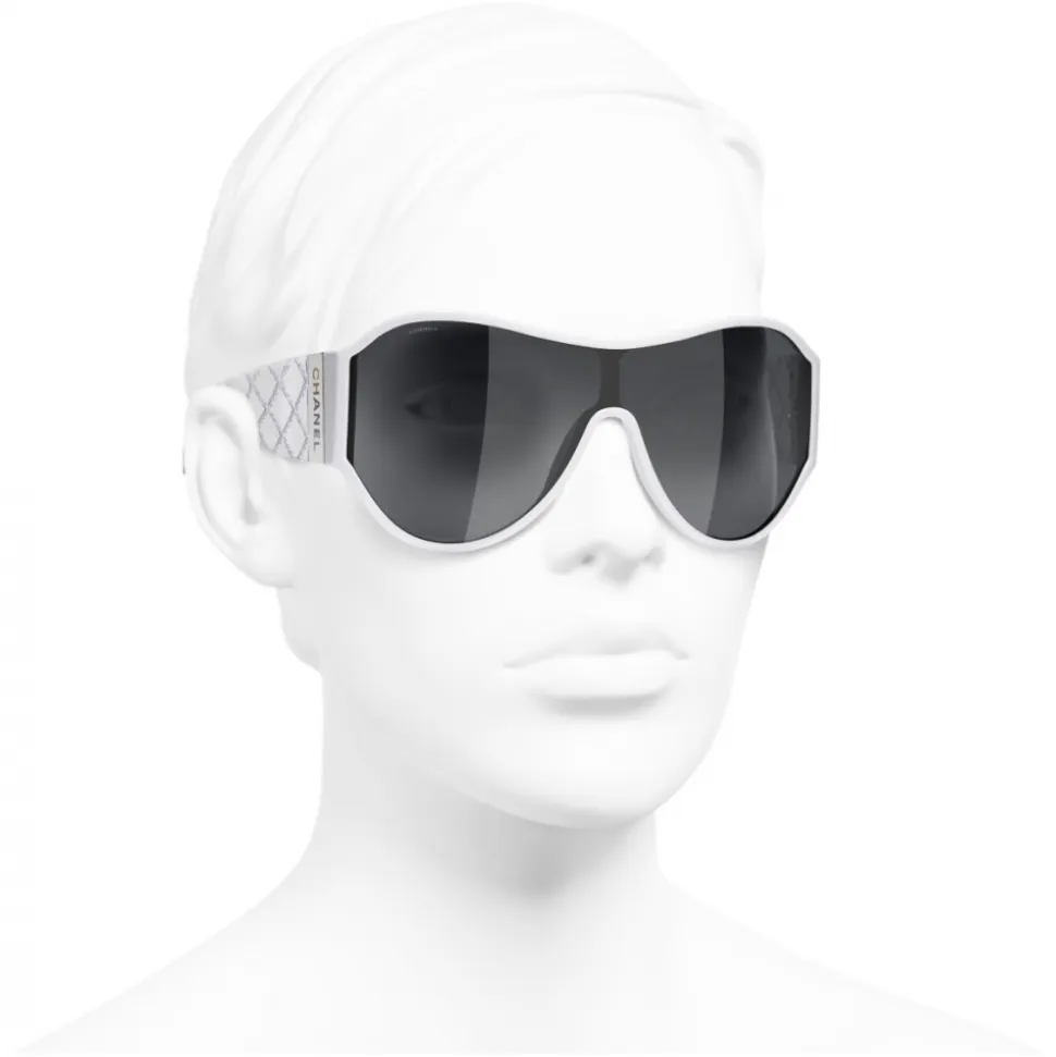 Chanel - Shield Sunglasses - White Gray - Chanel Eyewear - Avvenice