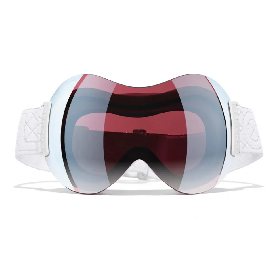 Chanel - Shield Sunglasses - Ski Googles - White Pink Mirror - Chanel Eyewear - Avvenice