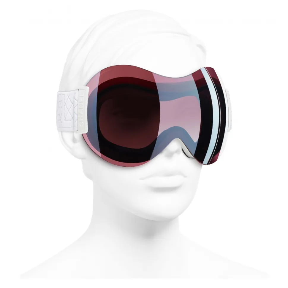 Chanel - Shield Sunglasses - Ski Googles - White Pink Mirror - Chanel Eyewear - Avvenice