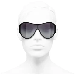 Chanel - Shield Sunglasses - Black Gray - Chanel Eyewear - Avvenice