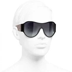Chanel - Shield Sunglasses - Black Gray - Chanel Eyewear - Avvenice