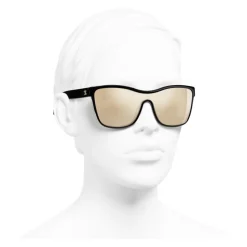 Chanel - Shield Sunglasses - Black Gold Mirror - Chanel Eyewear - Avvenice