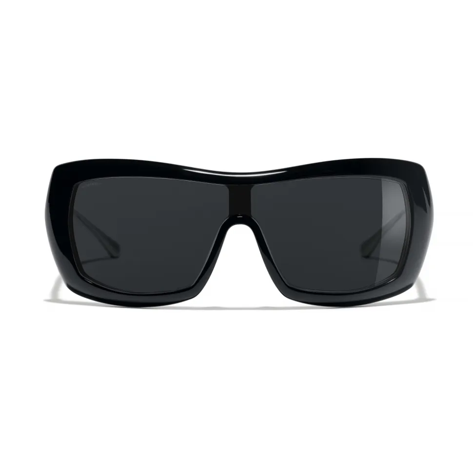 Chanel - Shield Sunglasses - Black Gray - Chanel Eyewear - Avvenice