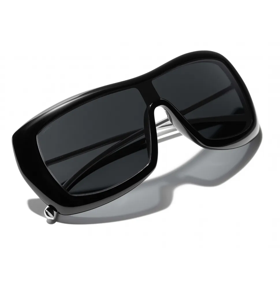 Chanel - Shield Sunglasses - Black Gray - Chanel Eyewear - Avvenice