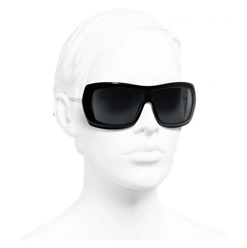 Chanel - Shield Sunglasses - Black Gray - Chanel Eyewear - Avvenice