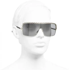 Chanel - Shield Sunglasses - Light Gray - Chanel Eyewear - Avvenice