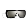 Chanel - Shield Sunglasses - Black White Gold - Chanel Eyewear - Avvenice