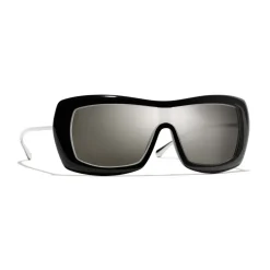 Chanel - Shield Sunglasses - Black White Gold - Chanel Eyewear - Avvenice