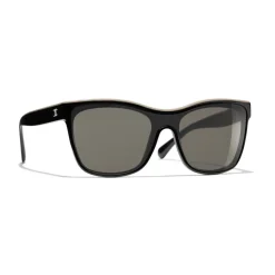 Chanel - Shield Sunglasses - Black Beige Brown - Chanel Eyewear - Avvenice